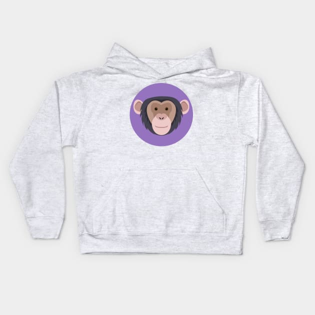 Cute smiling monkey chimpanzee face drawing Kids Hoodie by TinyFlowerArt